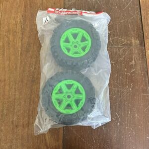 Traxxas 8672G Tire /Wheel Assembled Glued (Green Wheels, Talon EXT‎ Tires)
